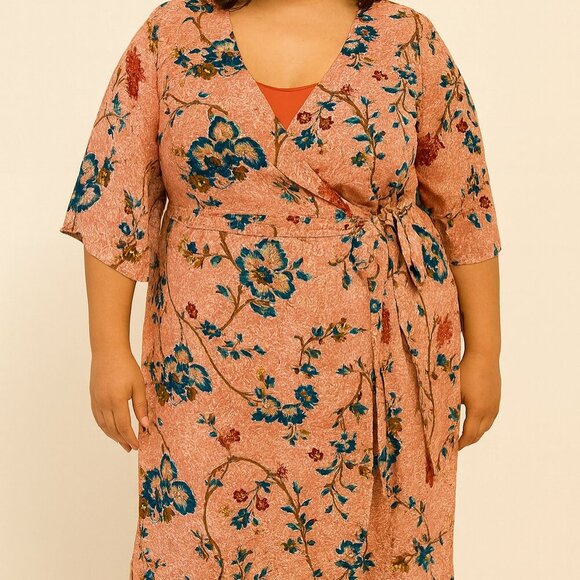 Anthropologie Maeve Adelaide Women's Pink Floral Wrap Dress - Size 3XL - NWT - Picture 1 of 10